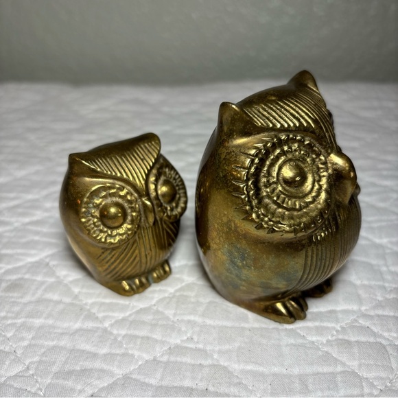Vintage MCM Brass Owls Figures - Picture 9 of 12